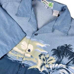 MEMOS World Wide Hawaiian Style Shirt Men's Size Small Tropical Palms Sunset